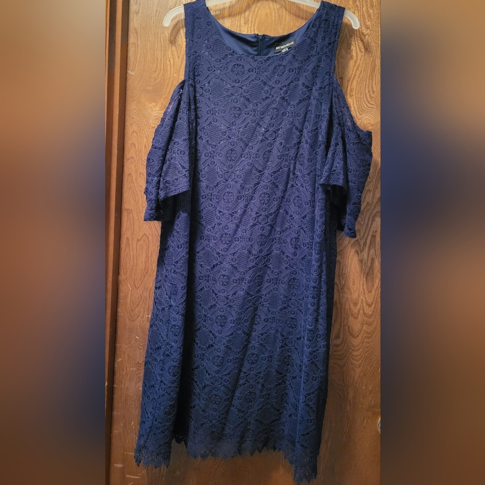 My Michelle Royal Blue Lace Cold Shoulder Dress